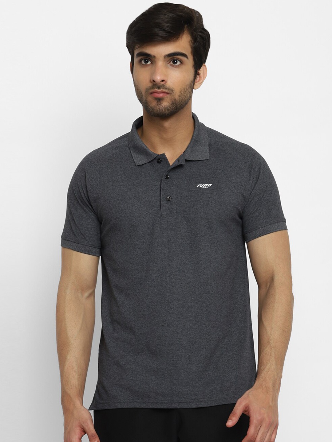 

FURO by Red Chief Men Grey Polo Collar T-shirt