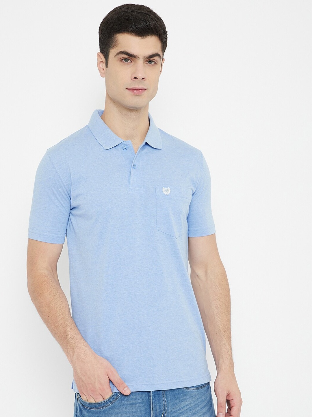 

Duke Men Blue Polo Collar Pockets Slim Fit T-shirt