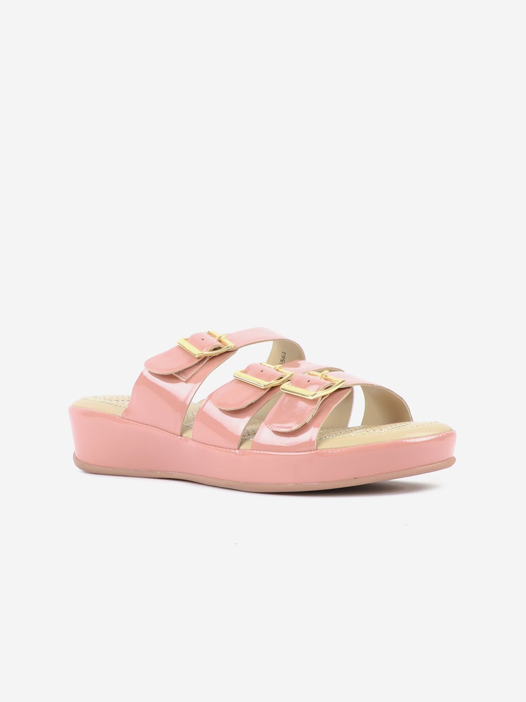 

Carlton London Pink Flatform Sandals with Buckles