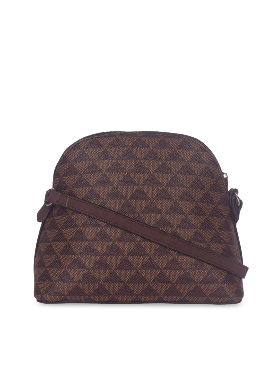 

Bagkok Brown Geometric PU Structured Sling Bag