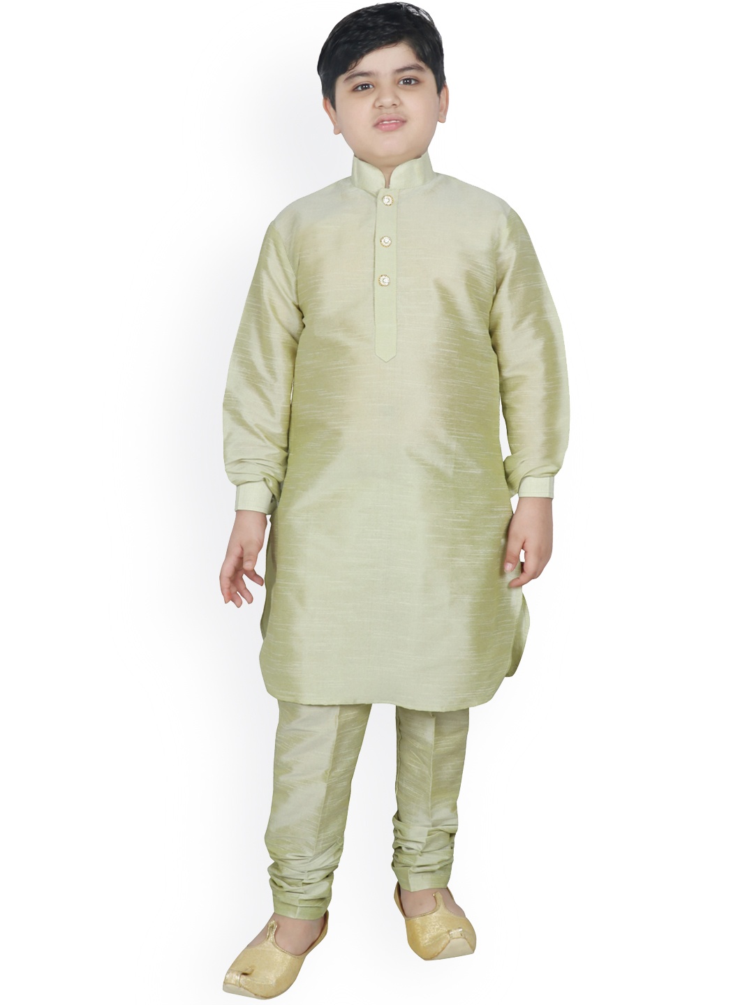 

SG YUVRAJ Boys Sea Green Raw Silk Kurta with Churidar