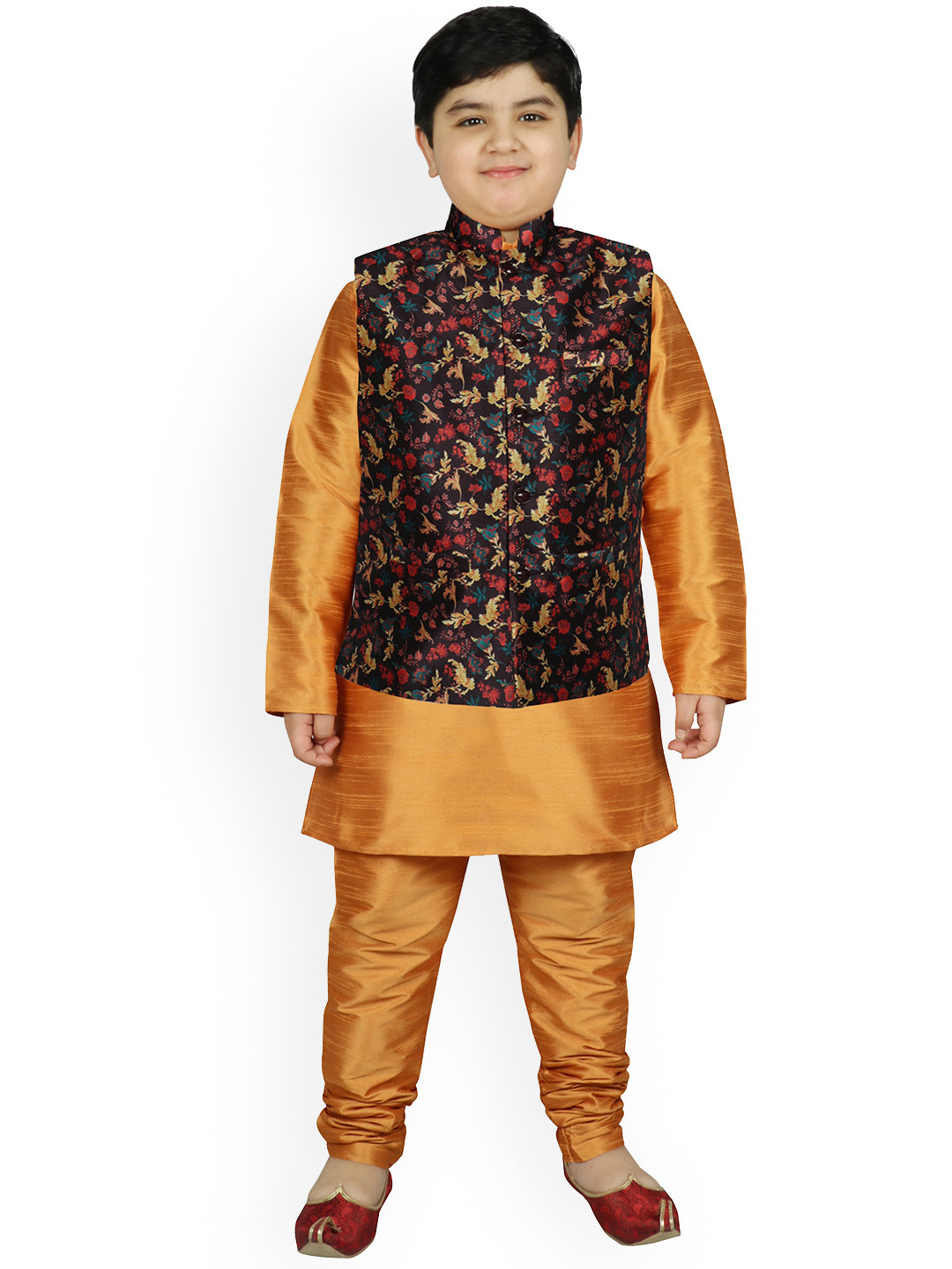

SG YUVRAJ Boys Yellow Raw Silk Kurta with Churidar