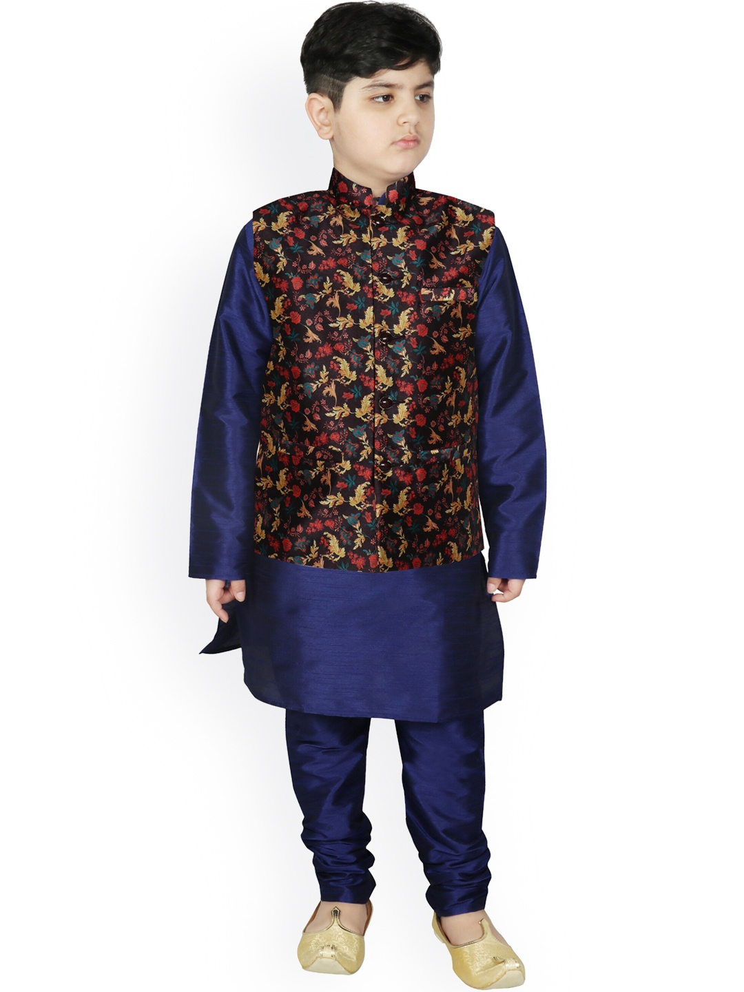 

SG YUVRAJ Boys Blue Raw Silk Kurta with Pyjamas