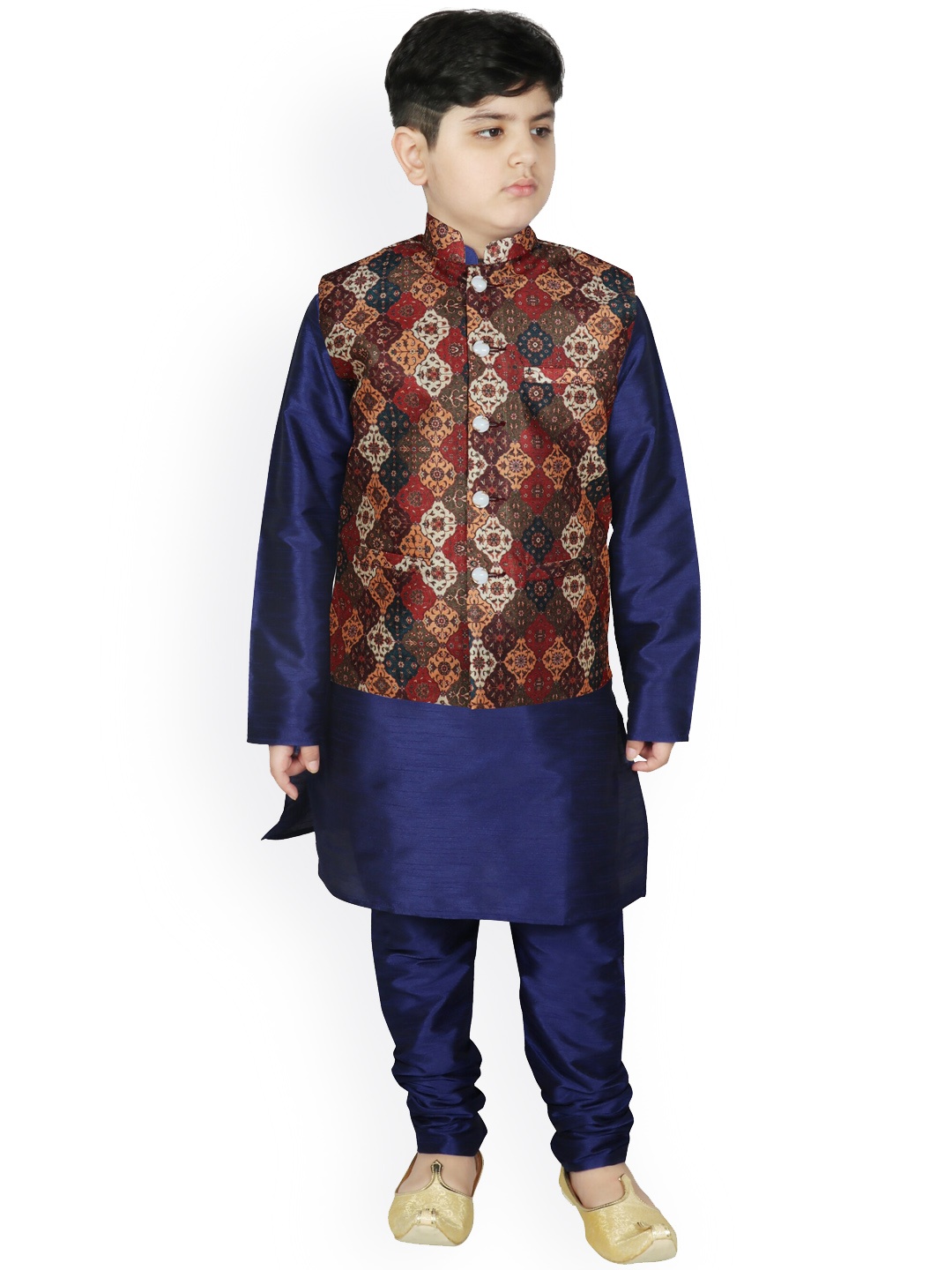 

SG YUVRAJ Boys Blue Raw Silk Kurta with Churidar