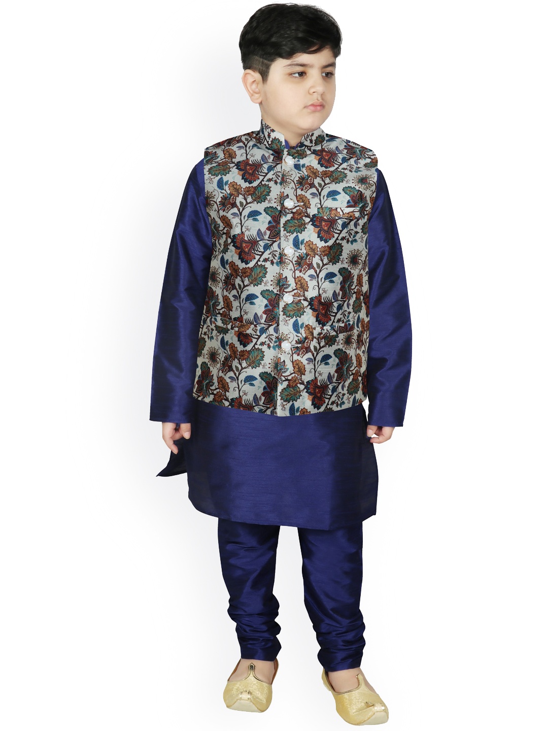 

SG YUVRAJ Boys Blue Raw Silk Kurta with Pyjamas