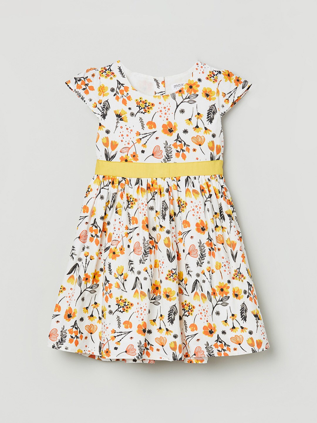 

max White Floral Fit & Flare Cotton Dress