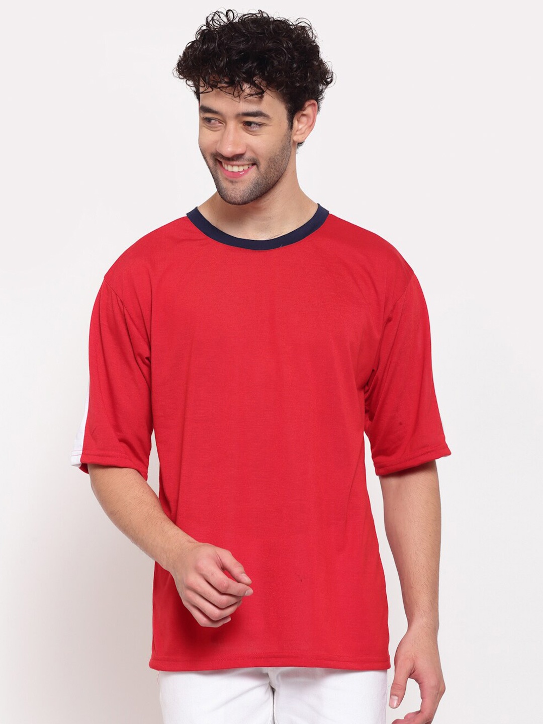 

PAUSE SPORT Men Red Antimicrobial Slim Fit Cotton T-shirt