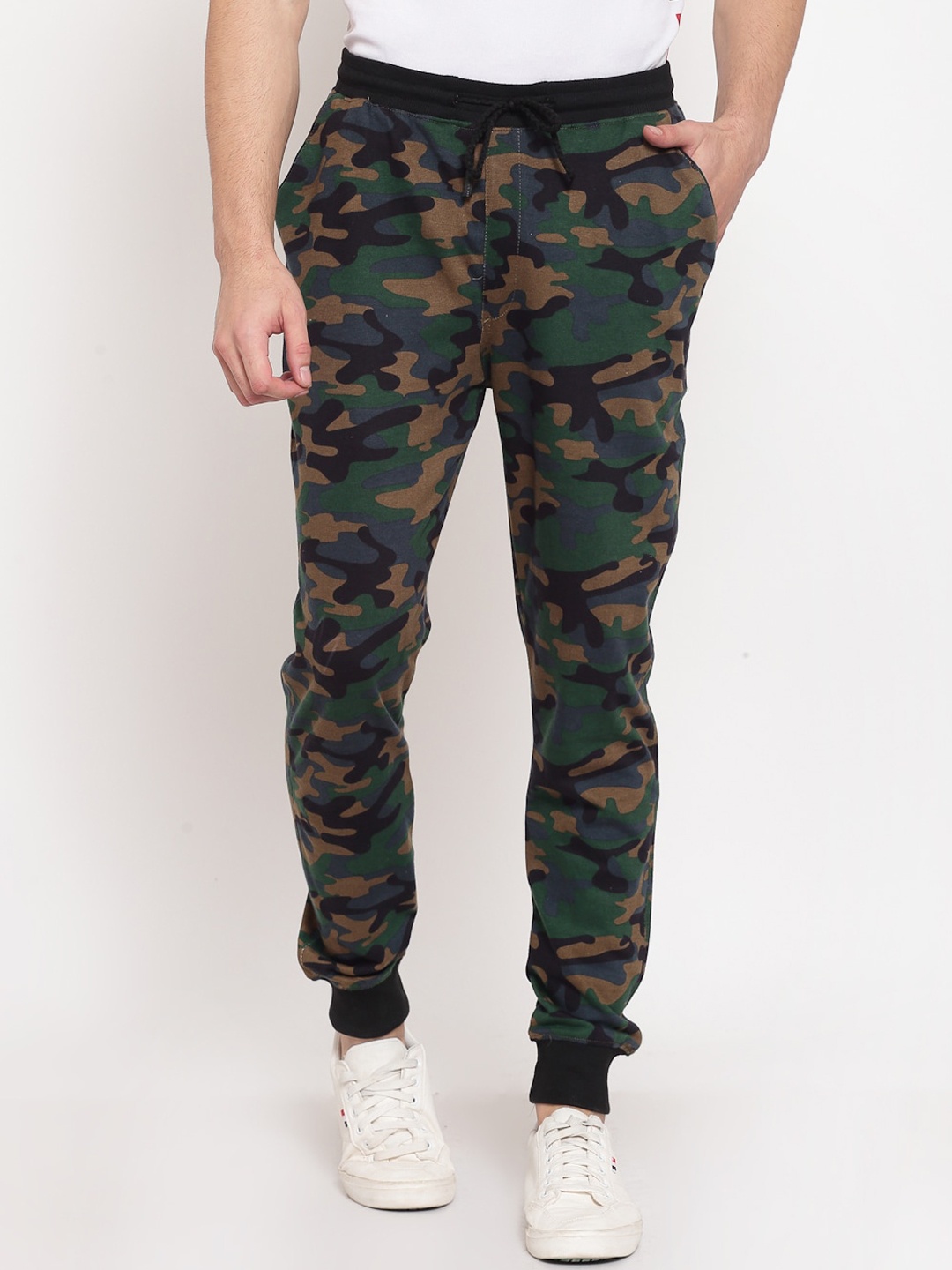 

PAUSE SPORT Men Olive Green Camouflage Skinny Fit Jogger