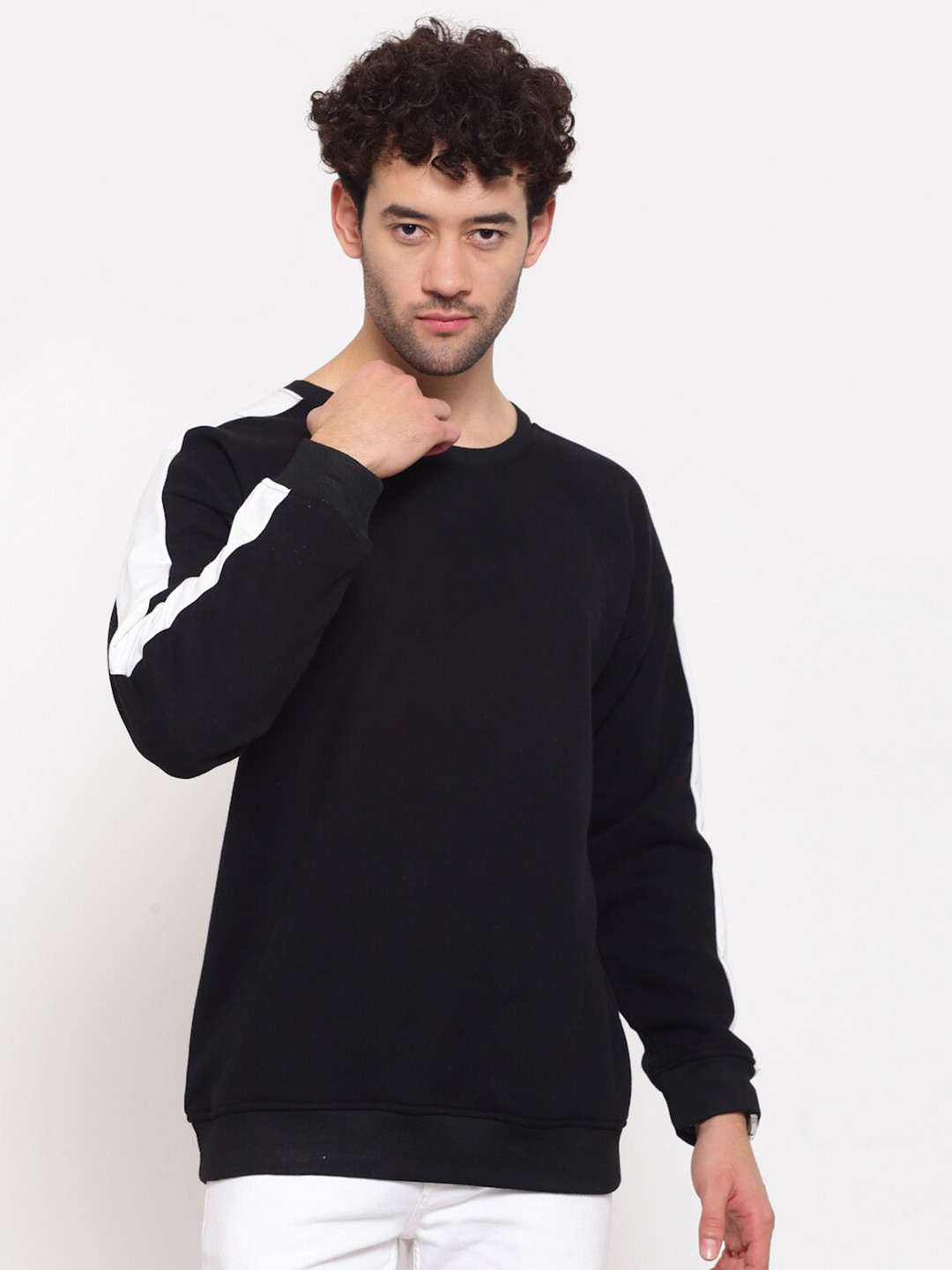 

PAUSE SPORT Men Black Antimicrobial Cotton Sweatshirt