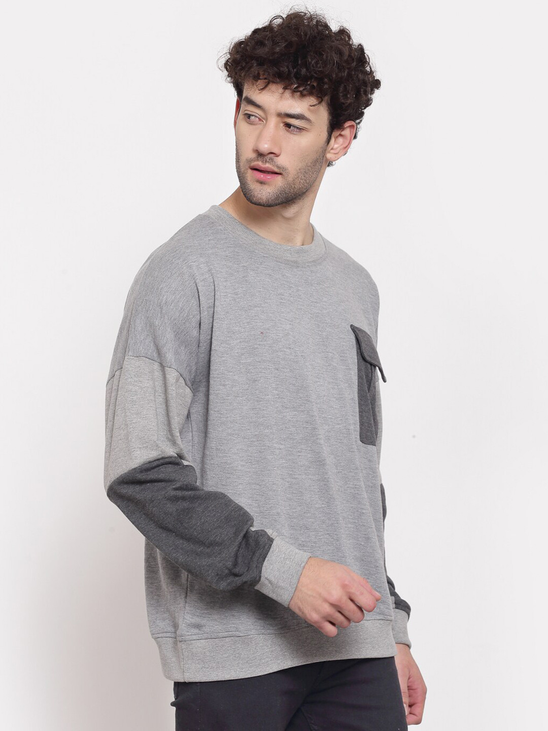 

PAUSE SPORT Men Silver-Toned Cotton Sweatshirt