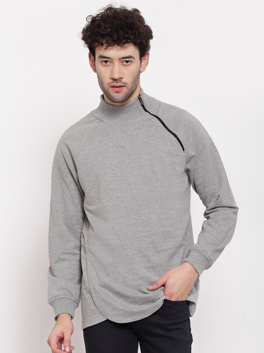 

PAUSE SPORT Men Grey Cotton Antimicrobial Sweatshirt
