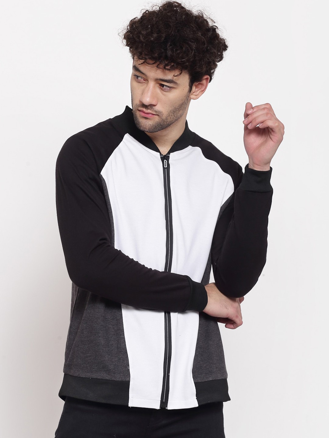 

PAUSE SPORT Men Navy Blue & White Colourblocked Lightweight Antimicrobial Tailored Jacket