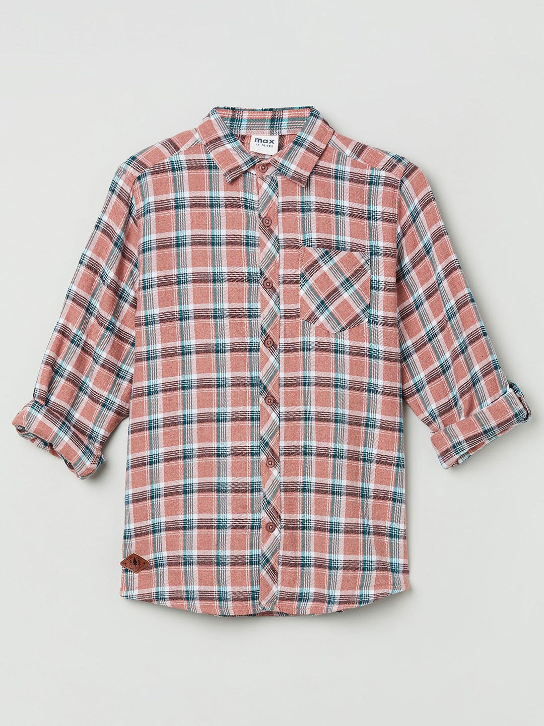 

max Boys Mauve Tartan Checks Checked Pure Cotton Casual Shirt