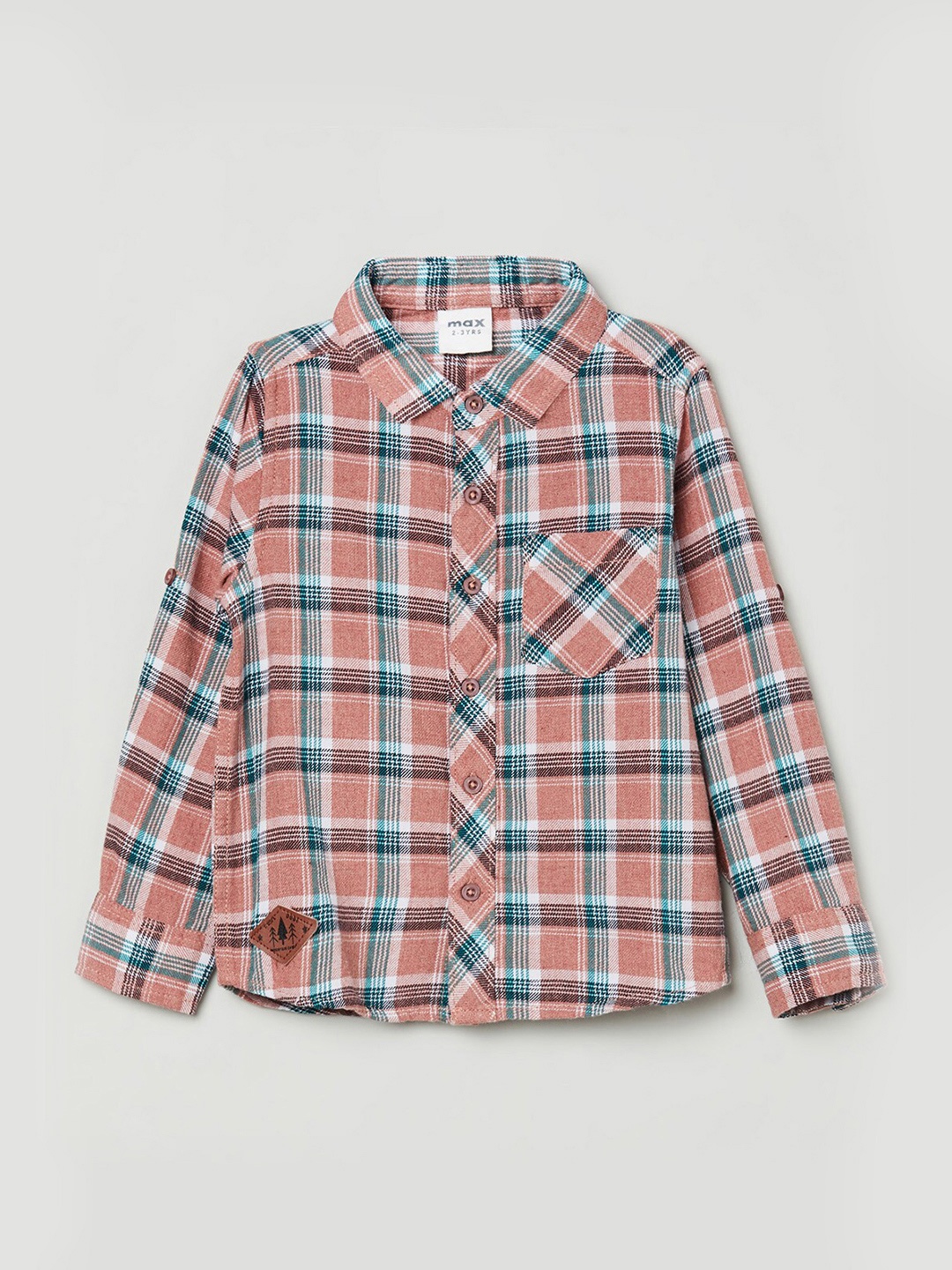 

max Boys Mauve Tartan Checks Checked Pure Cotton Casual Shirt