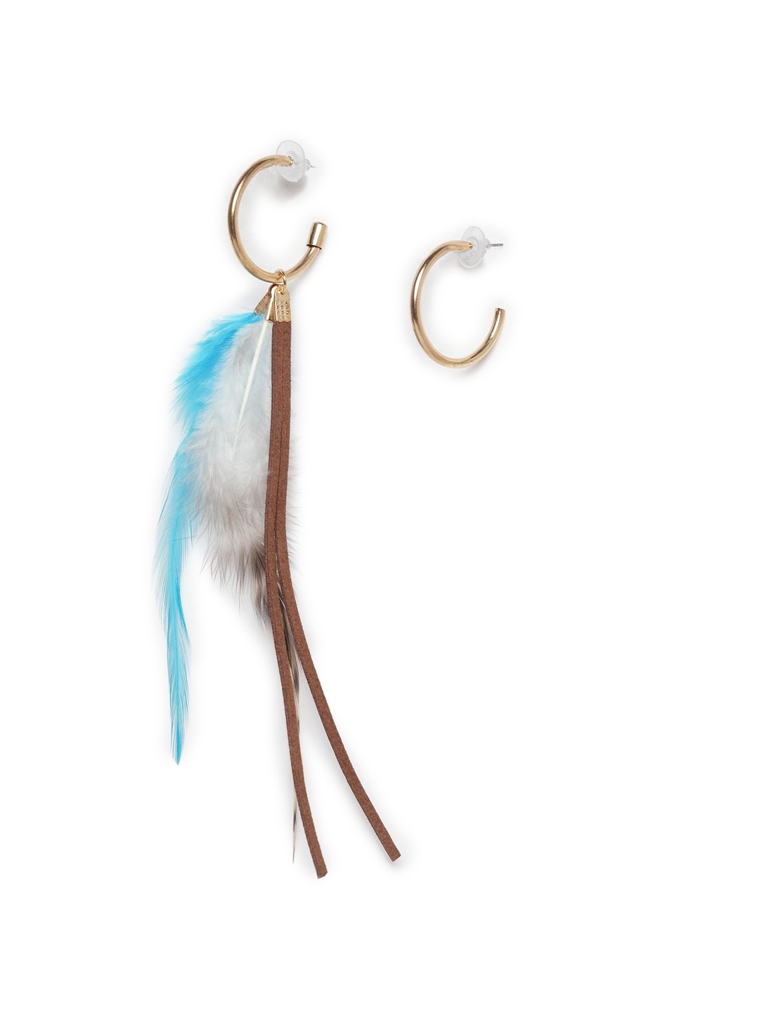 

Wild & Free Multicoloured Contemporary Rhodium-Plated Feather Drop Earrings, Multi