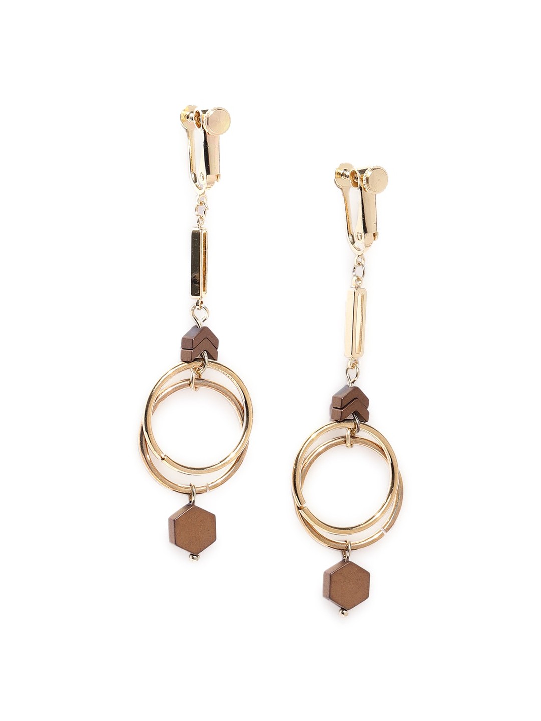 

Wild & Free Gold-Toned & Brown Gold-Plated Contemporary Drop Earrings