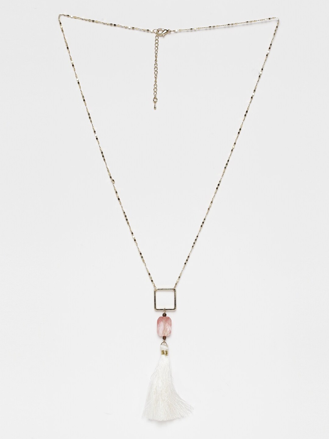 

Wild & Free Women White & Gold-Plated Tassel Pendant Handcrafted Necklace