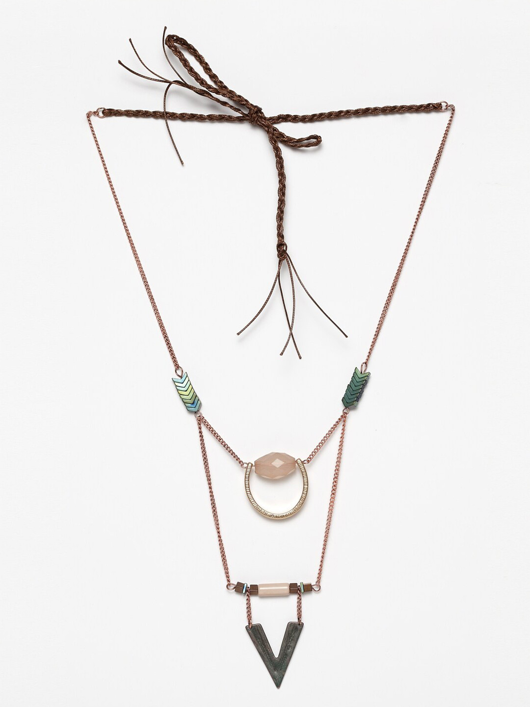 

Wild & Free Women Gold-Toned & Brown Braided Natural Stone Necklace