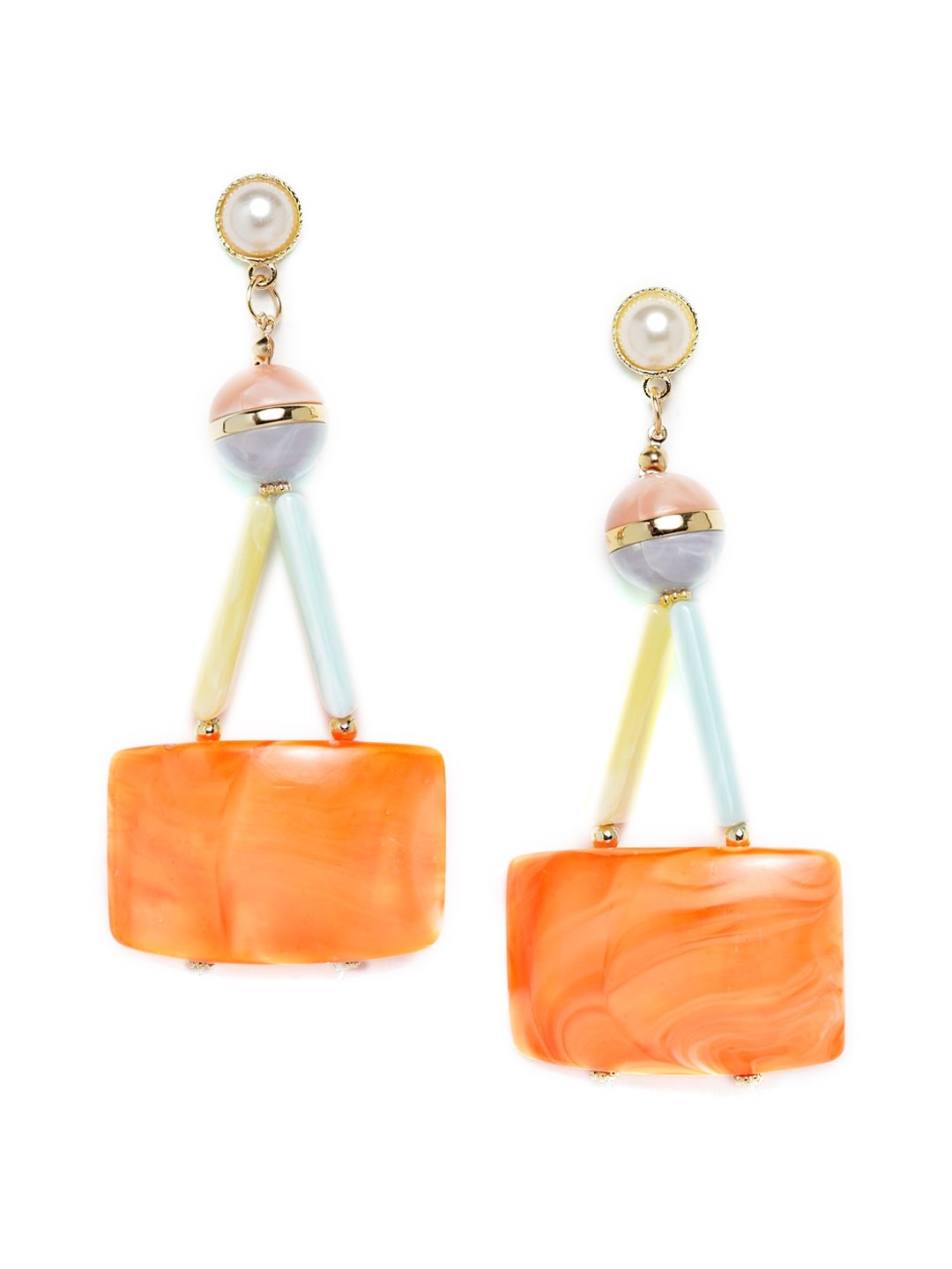 

Wild & Free Orange With Rhodium-Plated Contemporary Drop Earrings
