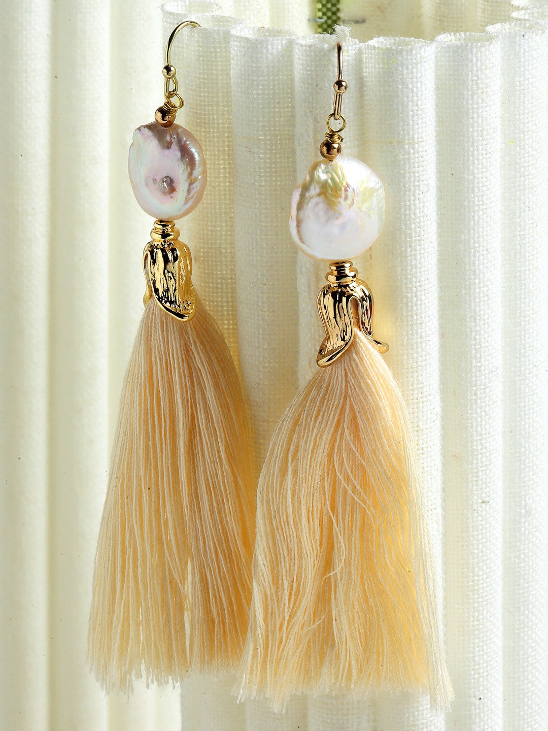 

Wild & Free Beige Gold-Plated Contemporary Drop Earrings
