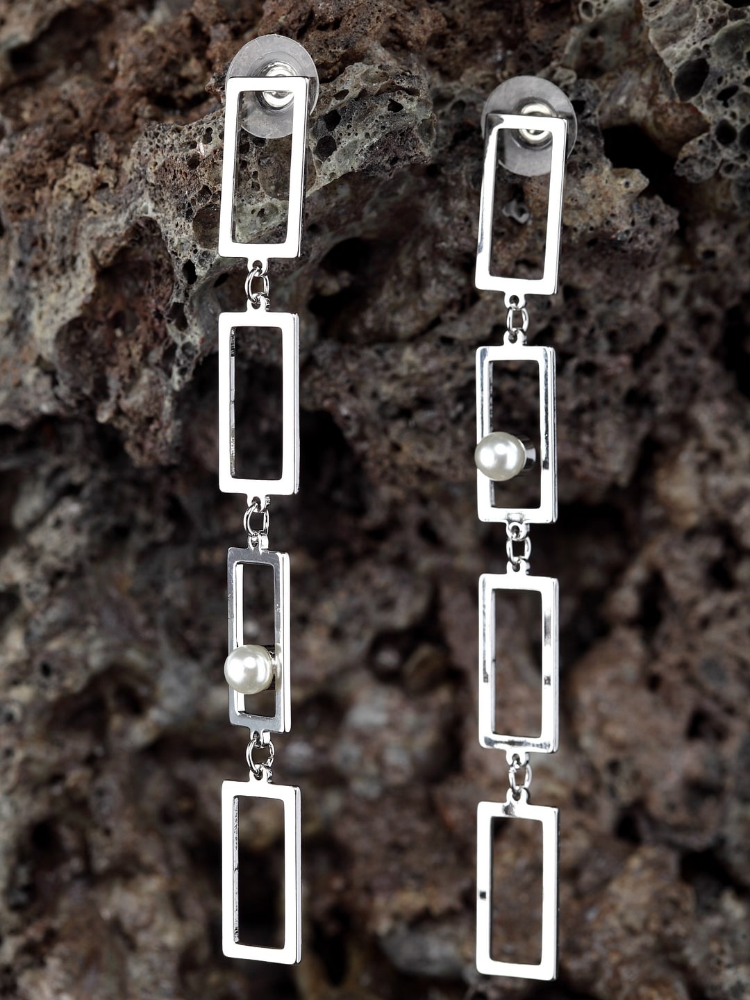 

Wild & Free Silver-Plated Contemporary Drop Earrings