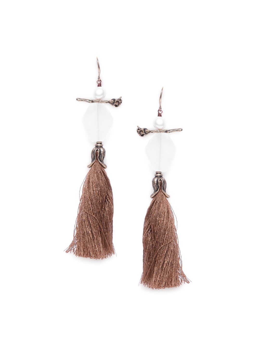 

Wild & Free Gold-Toned Quirky Gold-Plated Tassel Drop Earrings