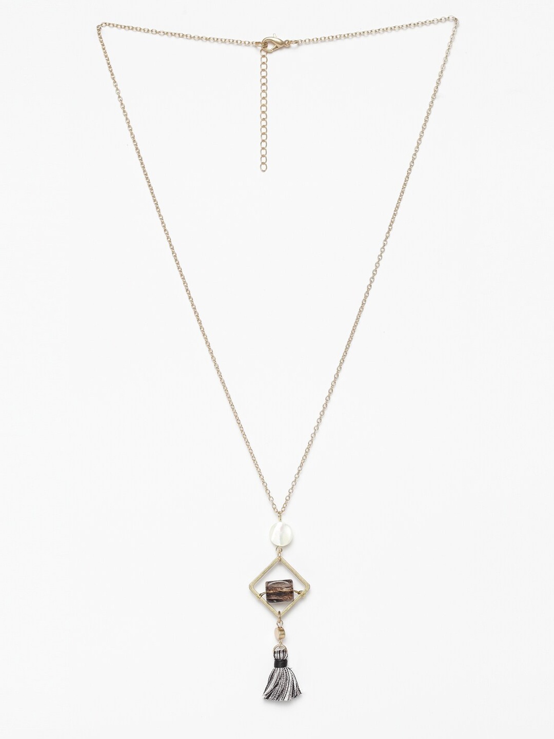 

Wild & Free Grey & Gold-Toned Rhodium-Plated Handcrafted Necklace
