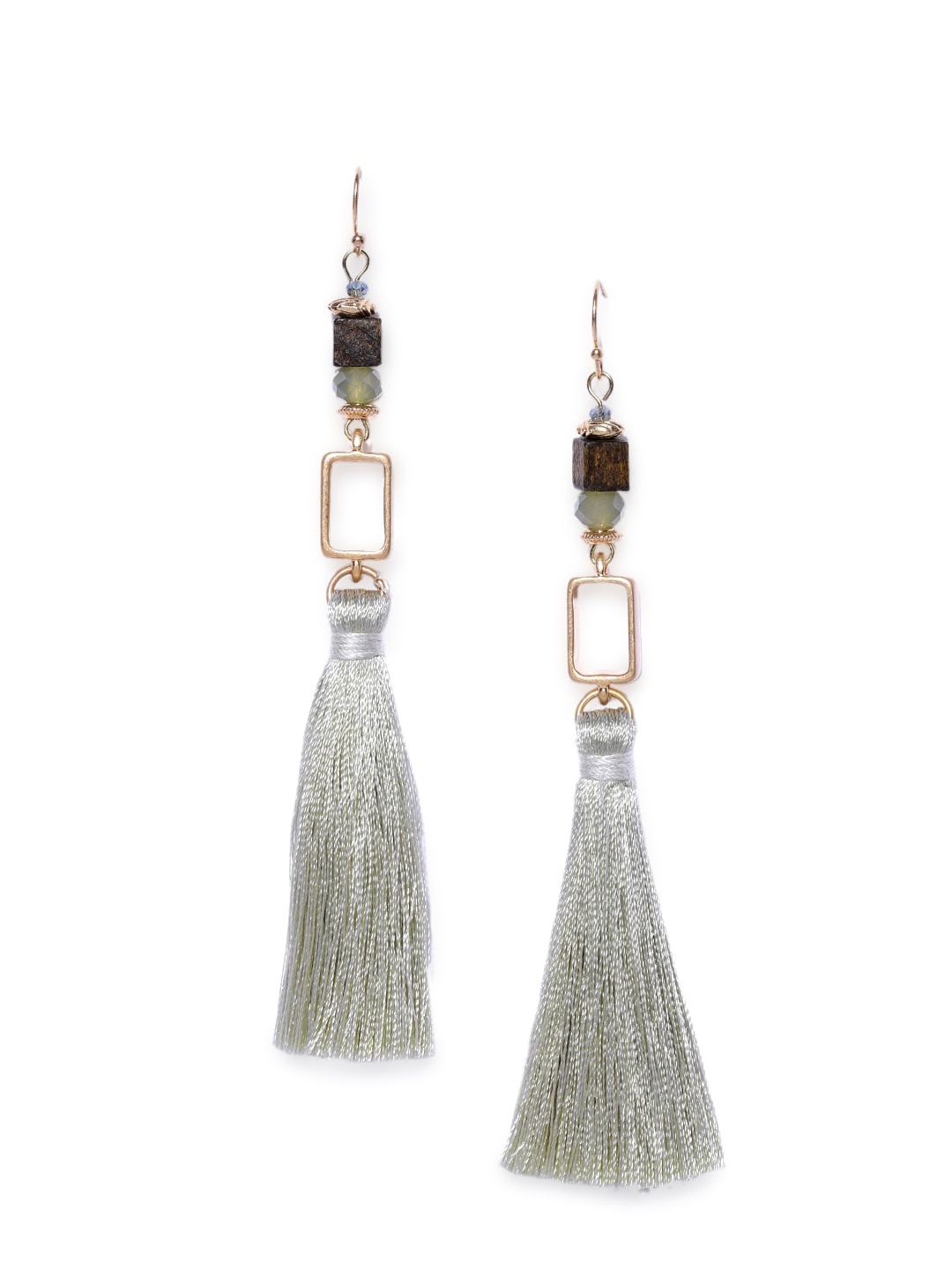 

Wild & Free Gold-Toned & Grey Gold-Plated Contemporary Drop Earrings