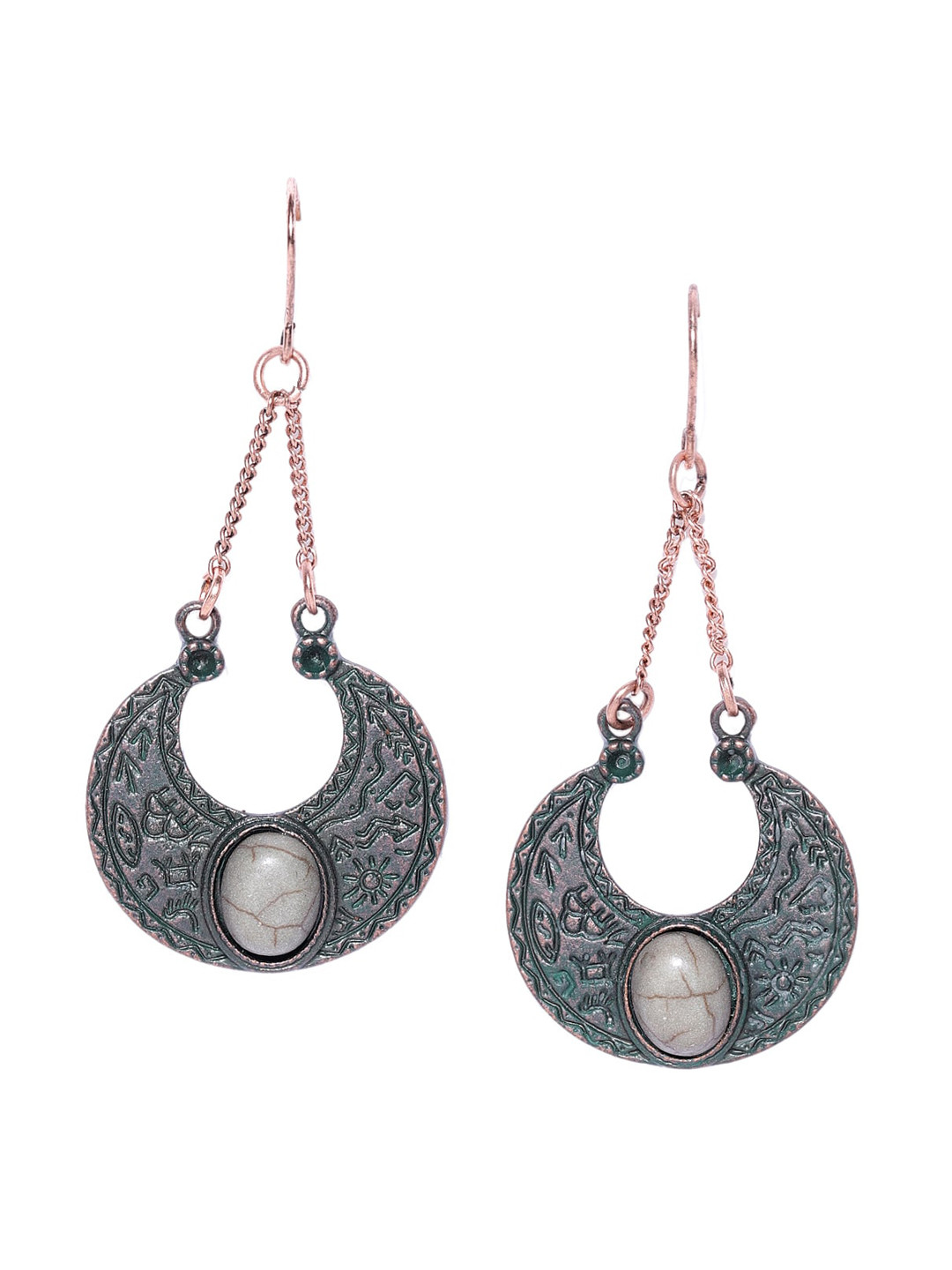 

Wild & Free Gold-Plated Green Crescent Shaped Chandbalis Earrings