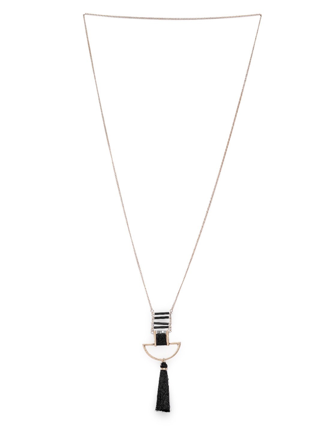 

Wild & Free Gold-Toned & Black Gold-Plated Charm Tassel Pendant Chain