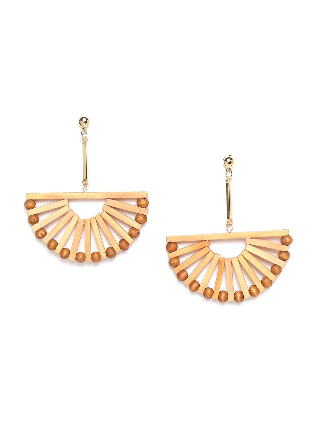 

Wild & Free Brown Rhodium-Plated Contemporary Wooden Drop Earrings
