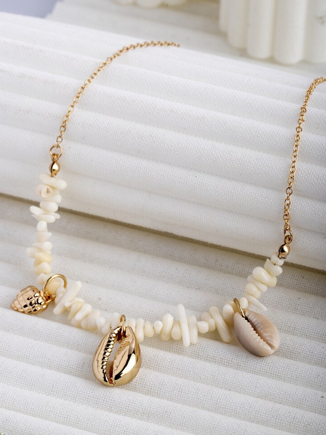 

Wild & Free White & Gold-Plated Shell Charms Necklace