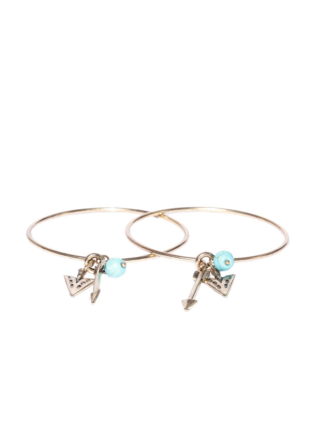 

Wild & Free Women Gold-Toned & Turquoise Blue Oxidised Charm Bracelet