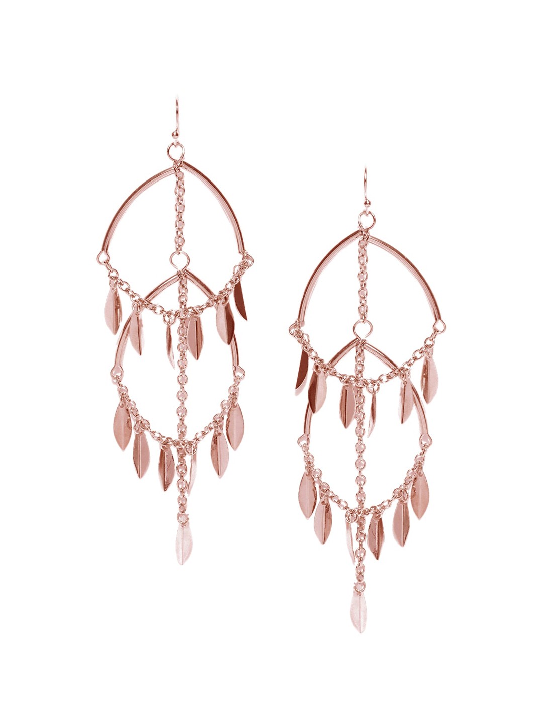 

Wild & Free Rose Gold-Plated Leaf Shaped Drop Earrings