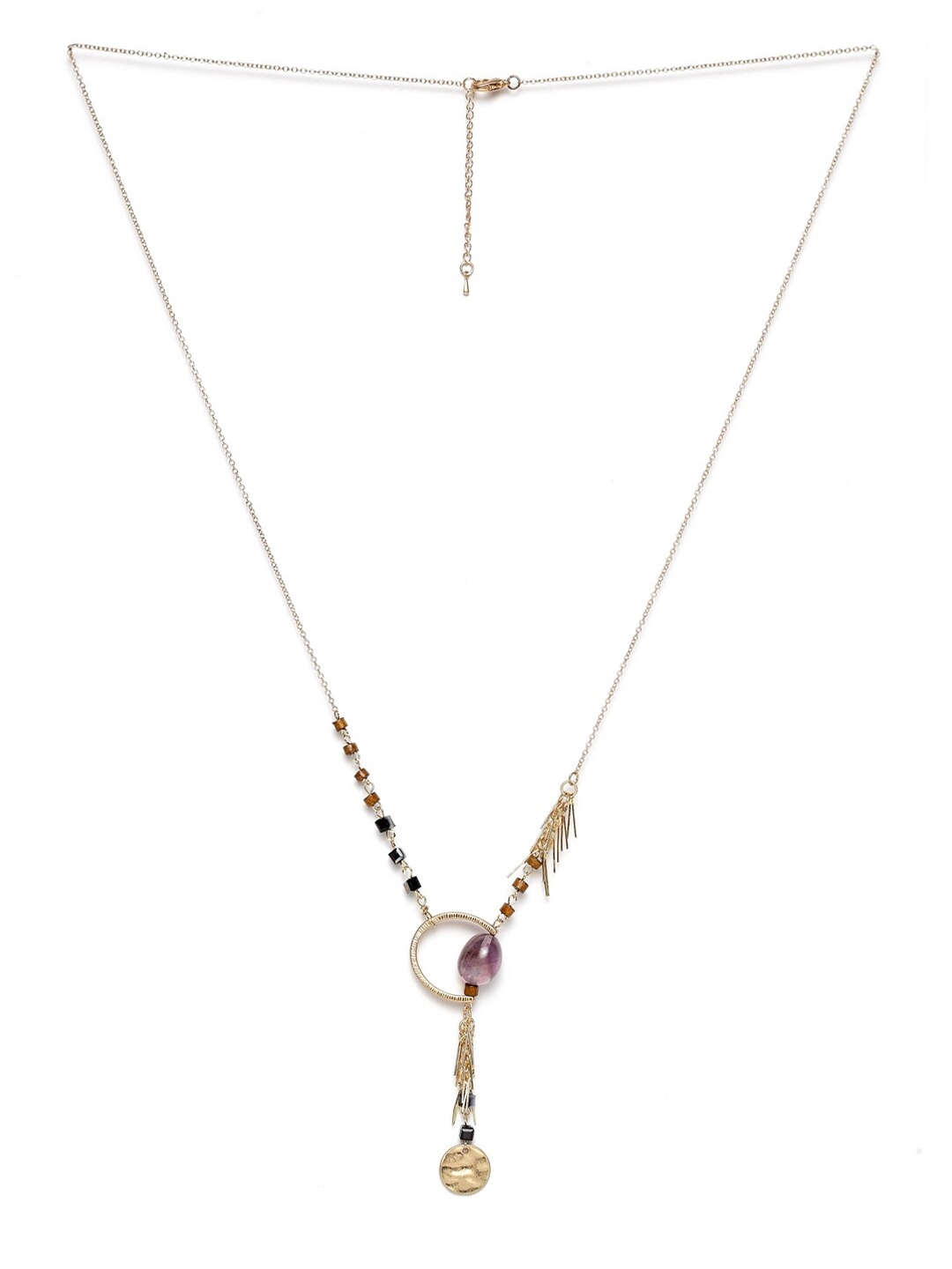 

Wild & Free Women Gold-Toned & Brown Handmade Beads Pendant Necklace