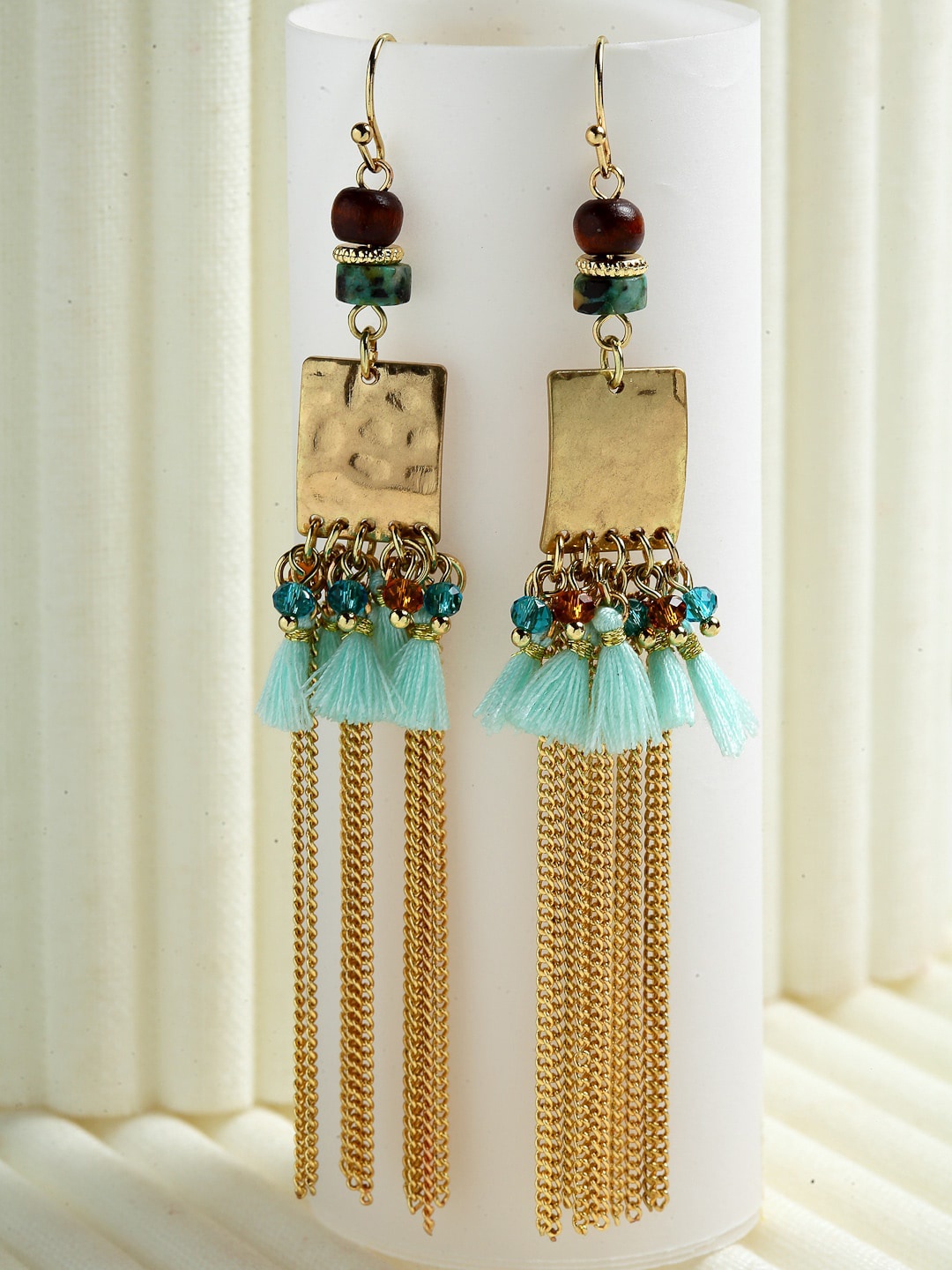 

Wild & Free Gold-Toned & Maroon Quirky Drop Earrings