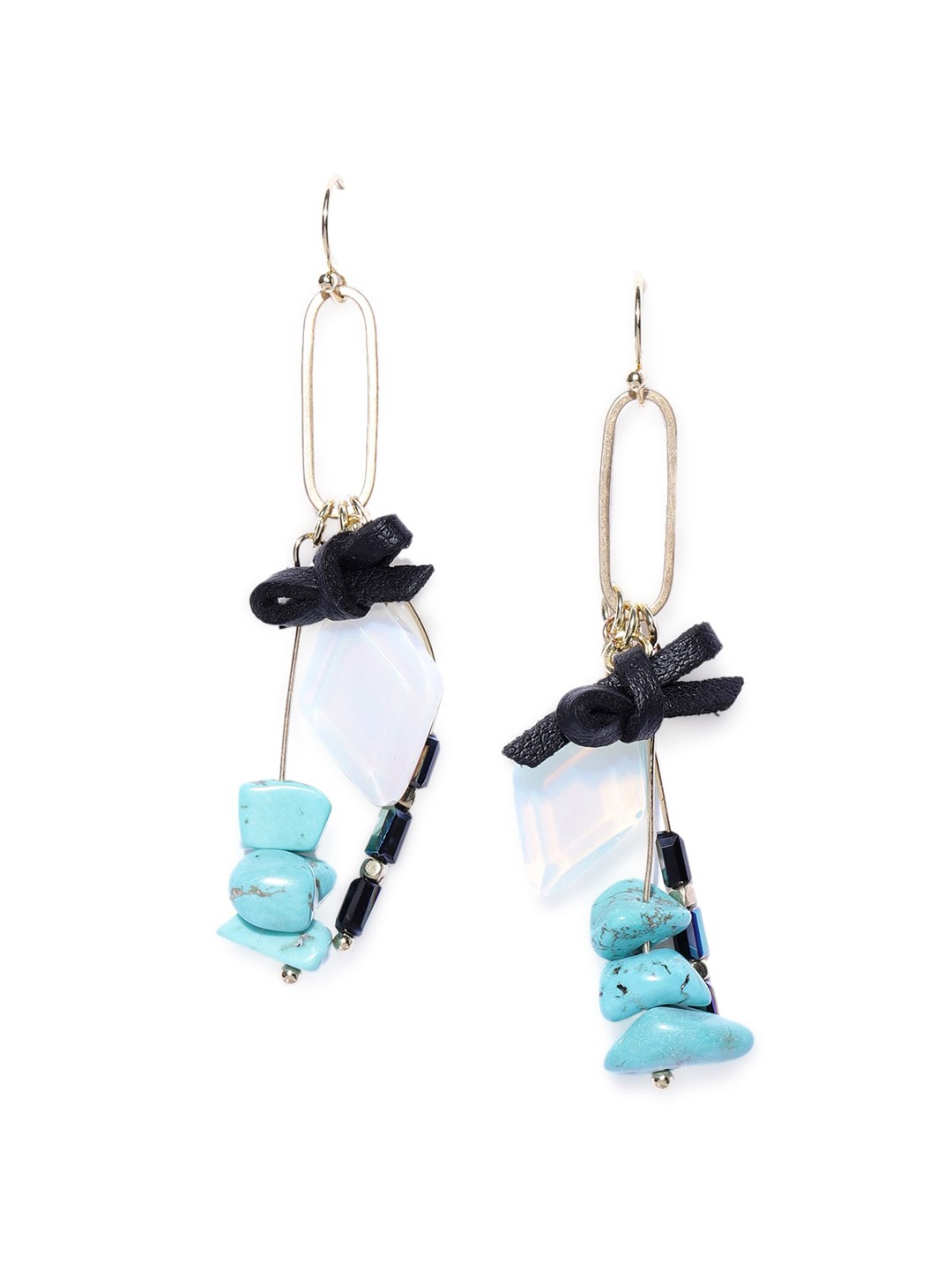 

Wild & Free Gold-Toned Bowknot Color Stone Studded Quirky Drop Earrings