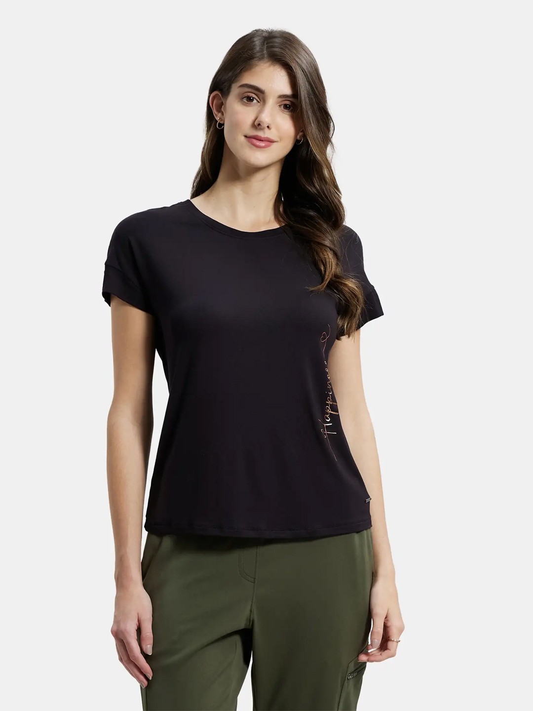 

Jockey Women Black Typography T-shirt