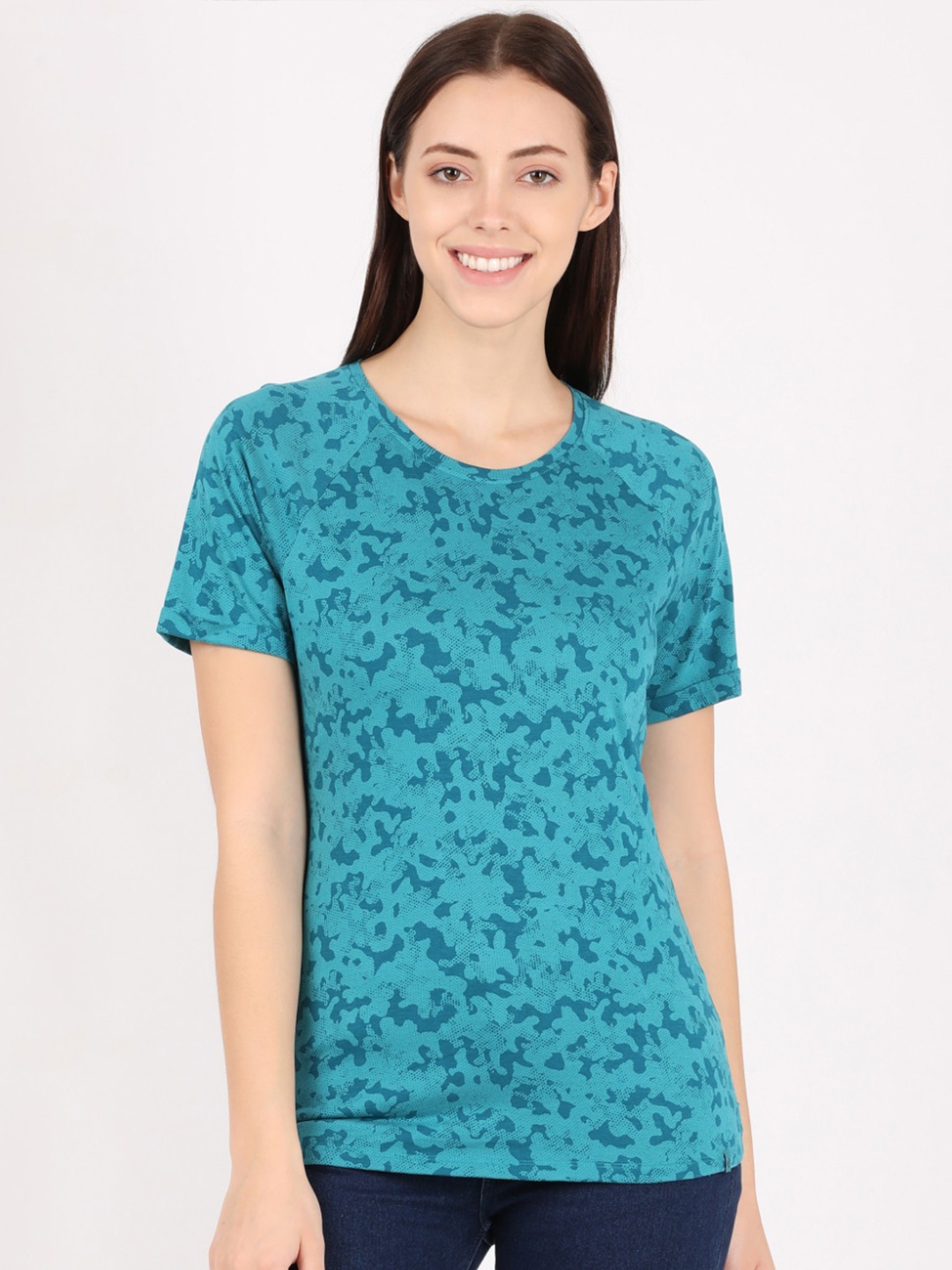 

Jockey Women Green Printed Regular Fit T-shirt