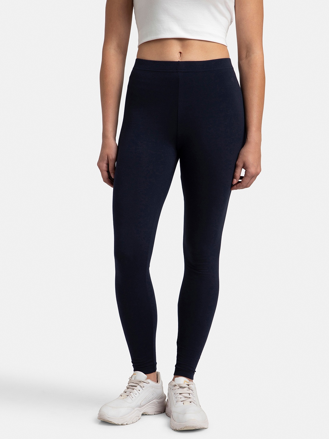 

Jockey Super Combed Cotton Stretch Leggingssoft Waistband-AW87, Blue