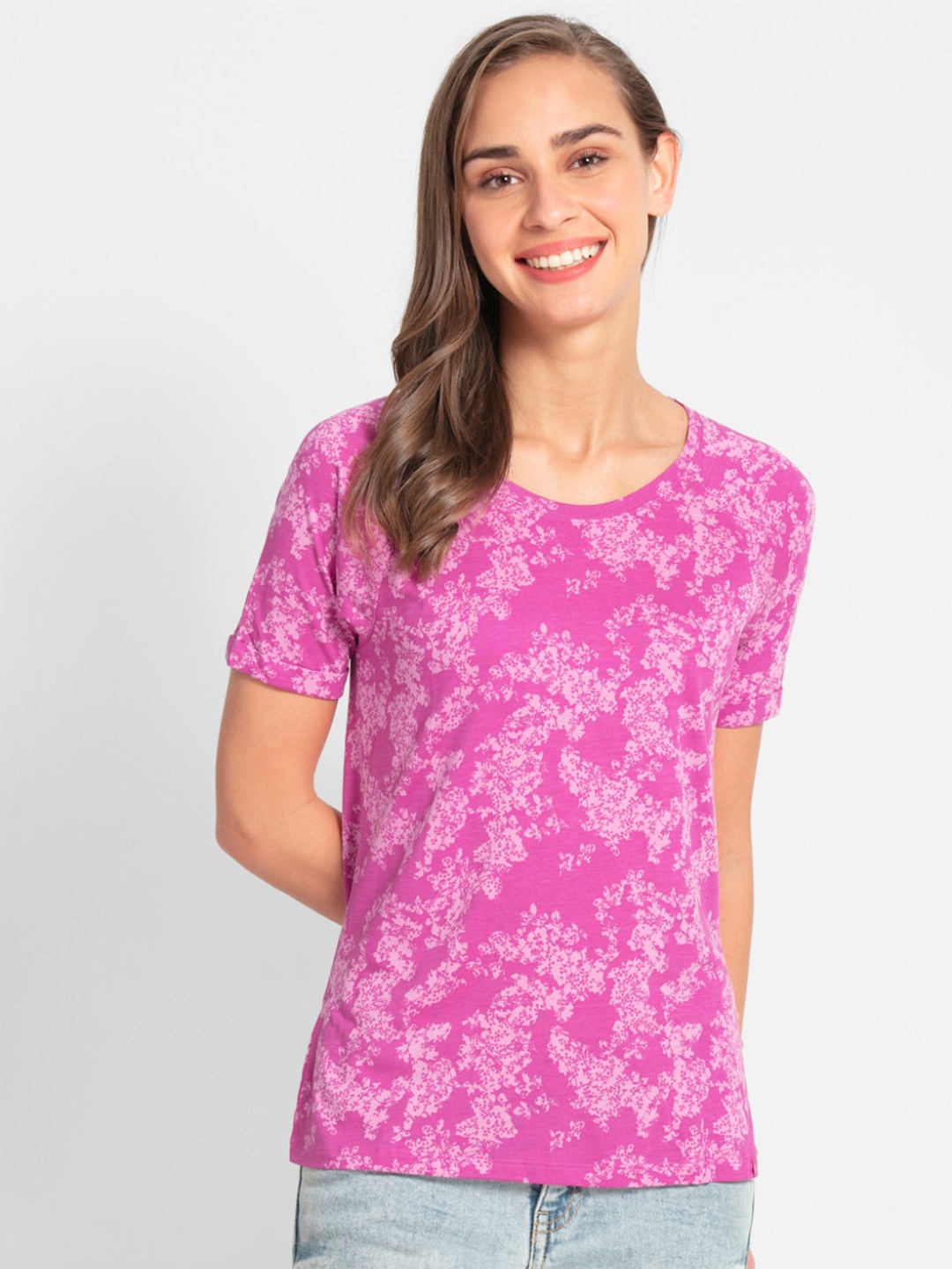 

Jockey Women Purple Printed Regular Fit T-shirt