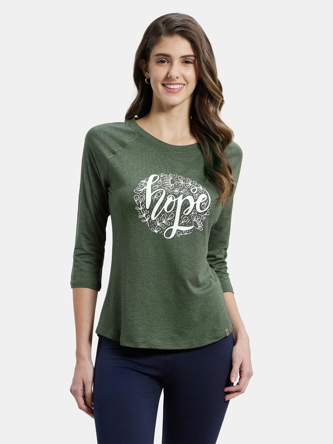

Jockey Printed Micro Modal Cotton Relaxed Fit Tshirt-AW46, Green