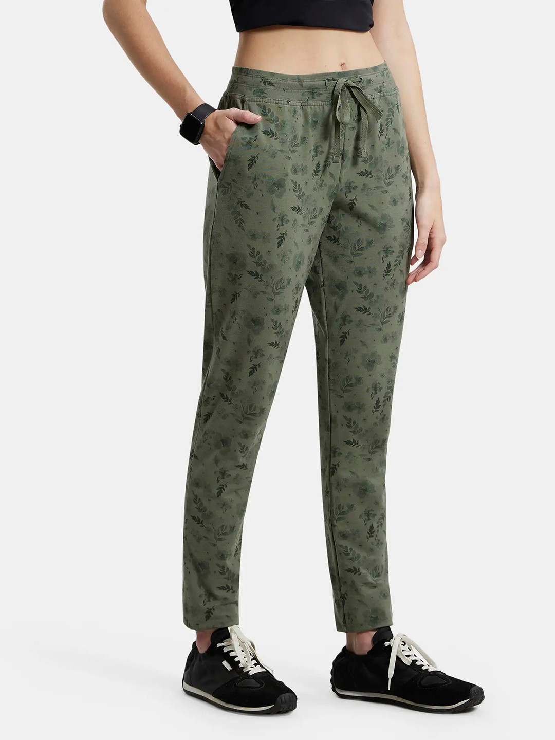 

Jockey Women Green Printed Slim Fit Track Pant