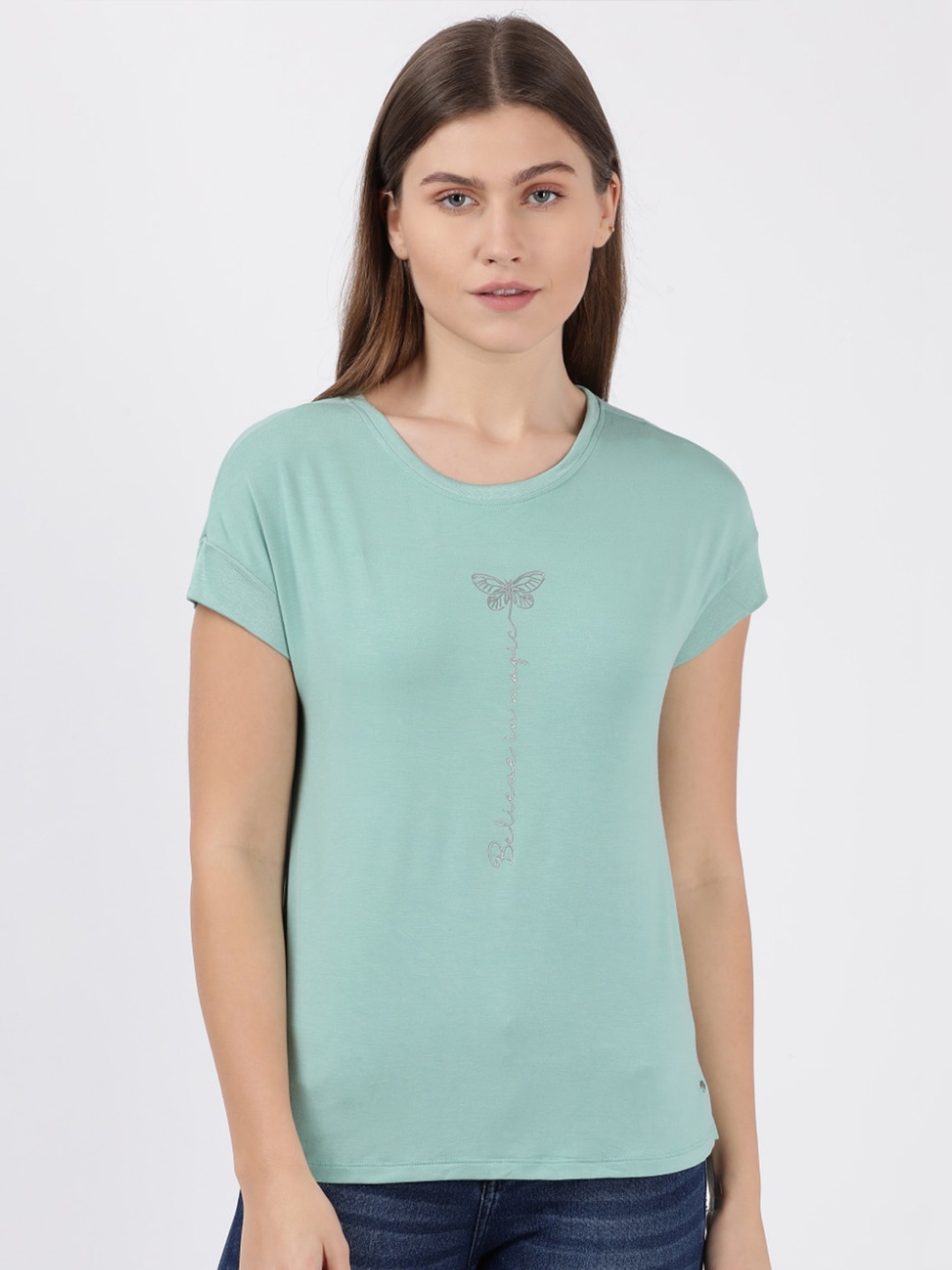 

Jockey Women Green Solid T-shirt