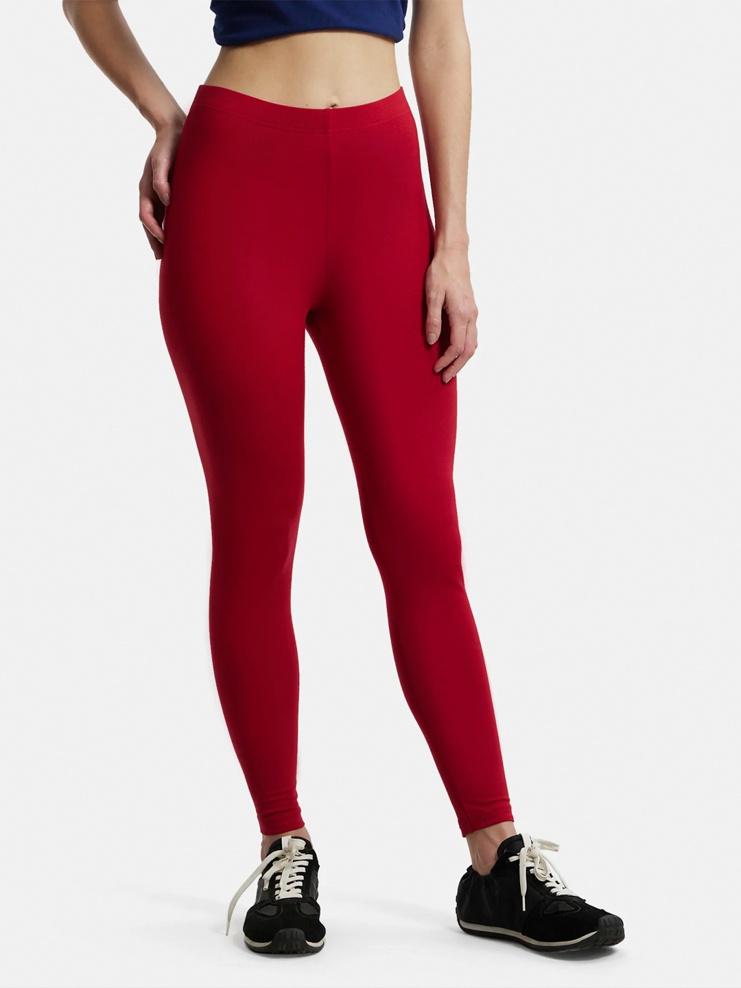 

Jockey Super Combed Cotton Stretch Leggingssoft Waistband-AW87, Red