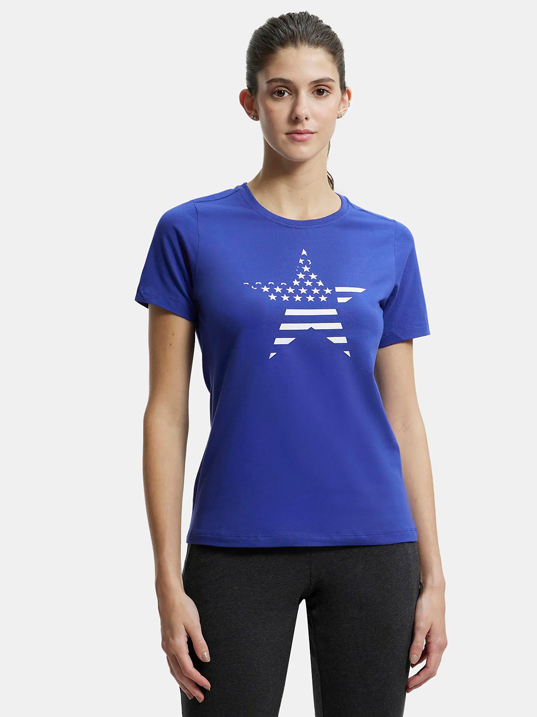 

Jockey Cotton Regular Fit Graphic Printed Round Neck T-Shirt, Blue