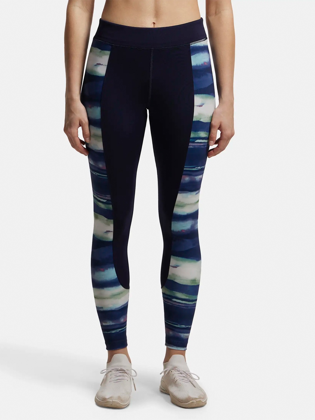 

Jockey Panel Printed Performance Leggings with Coin Pocket, Black