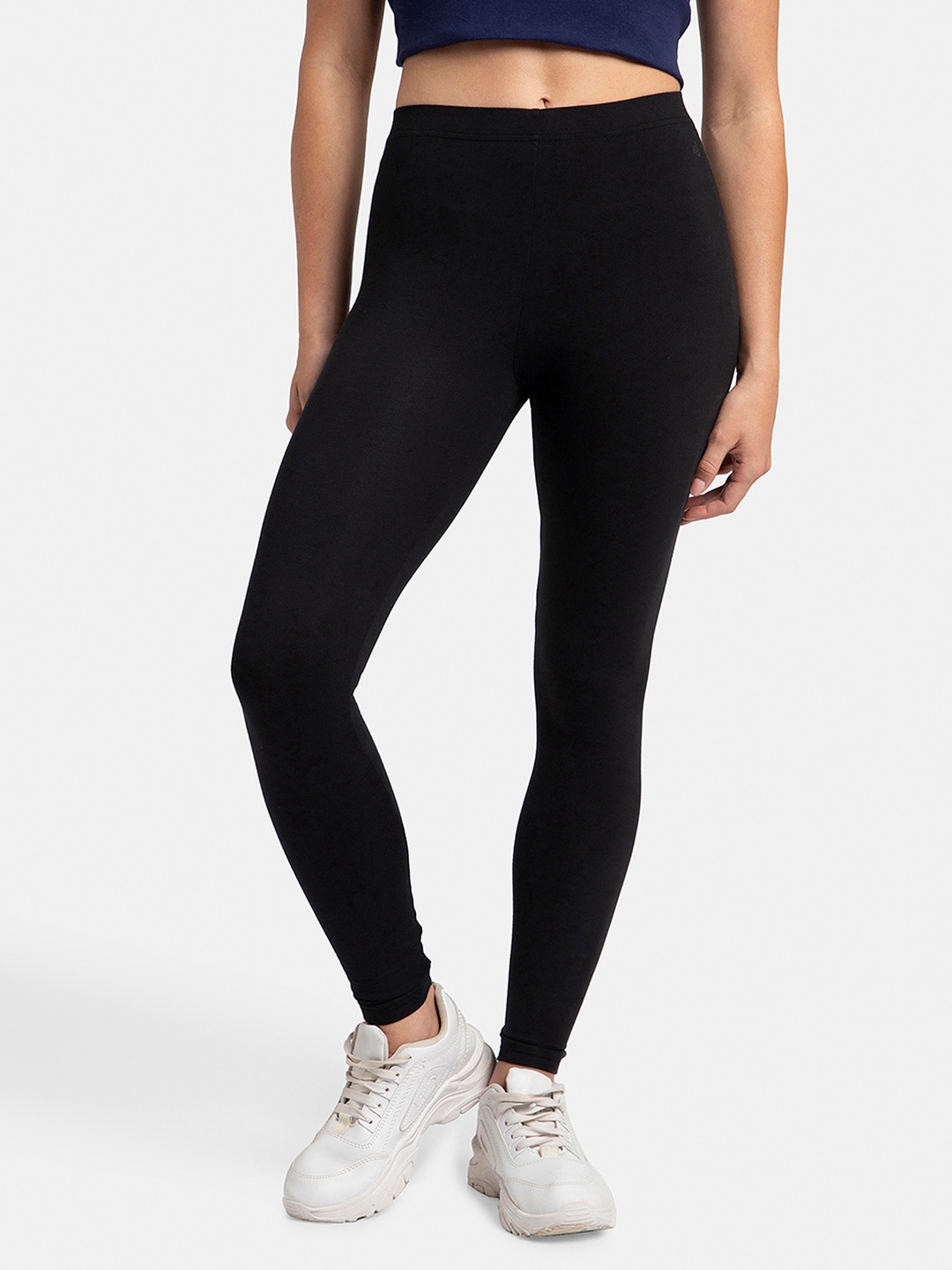 

Jockey Super Combed Cotton Stretch Leggingssoft Waistband-AW87, Black