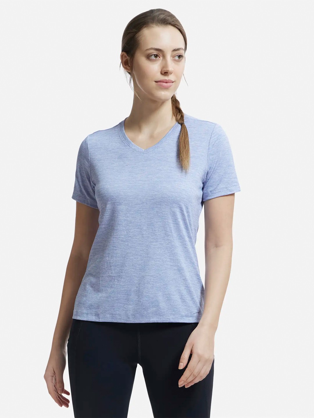 

Jockey Women Blue V-Neck Pockets T-shirt