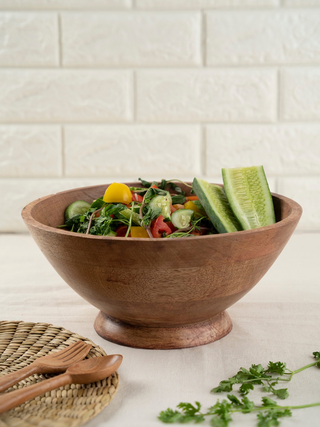 

Folkstorys Brown Solid Wooden Serving Bowl